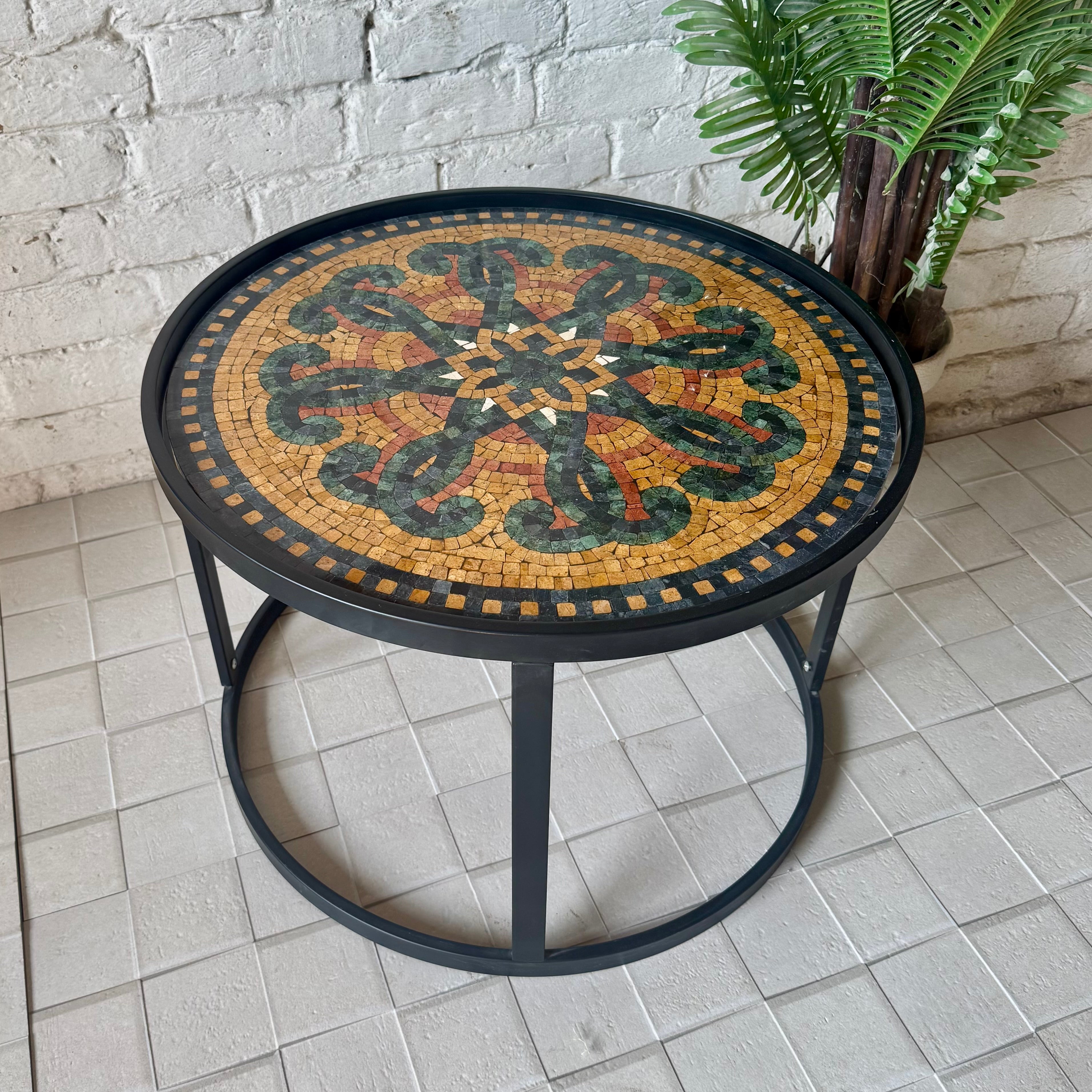 ARABESQUE PATTERN MOSAIC COFFEE TABLE FOR WESTERN HOME DECOR